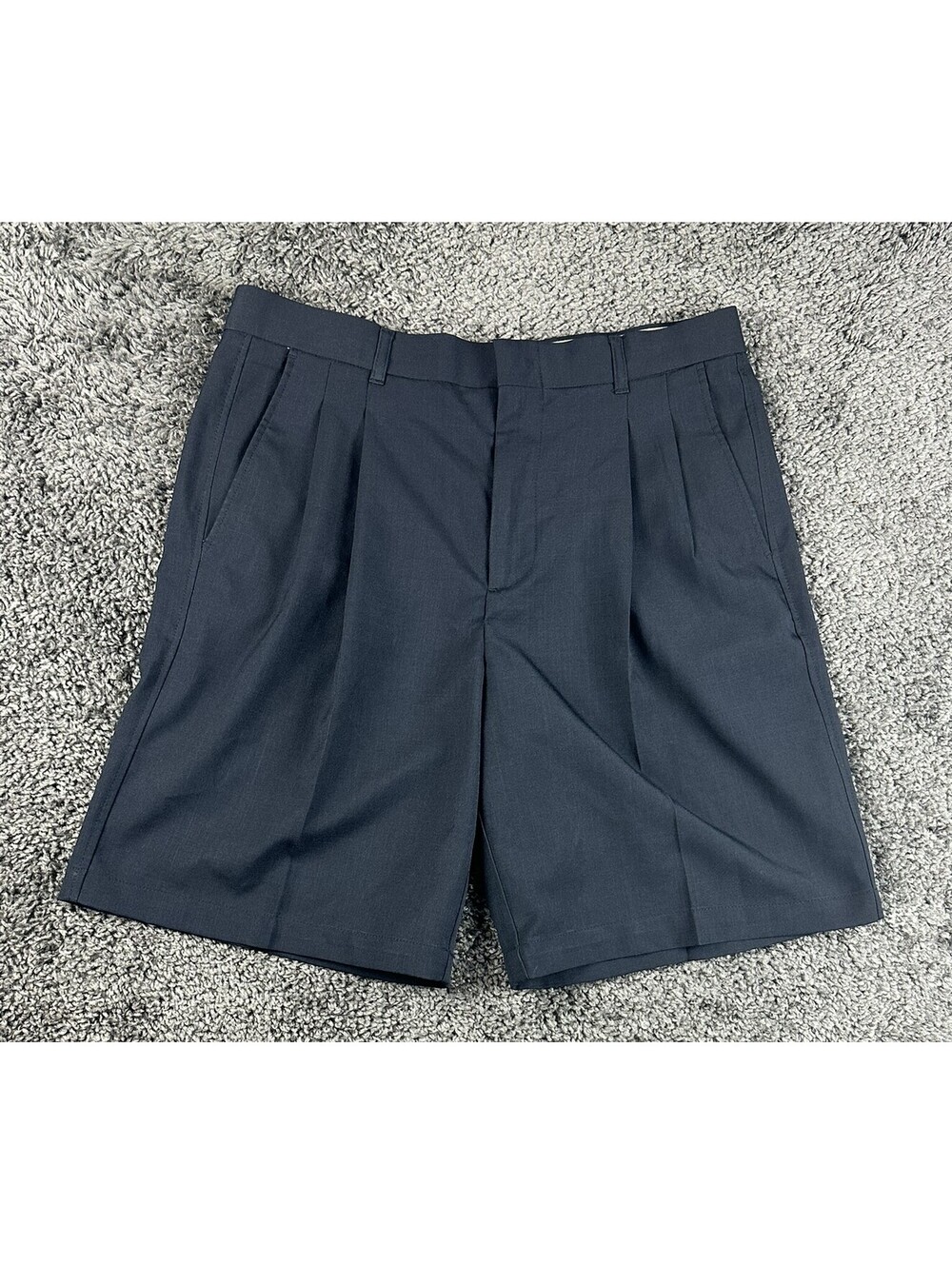 Arnold Palmer Mens Golf Shorts Navy Blue 34 Pleated 9 Inseam Polyester
